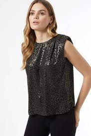 Dorothy Perkins Gold Animal Print Top