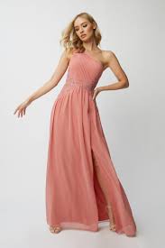 Little Mistress Coral One Shoulder Maxi Dress/Evening Gown