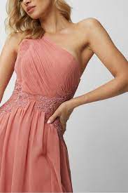 Little Mistress Coral One Shoulder Maxi Dress/Evening Gown