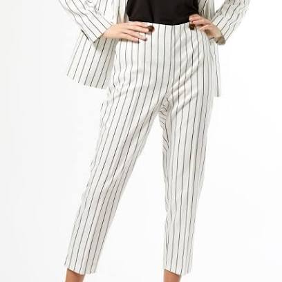 Dorothy Perkins White Pinstripe Ankle Grazer Trousers