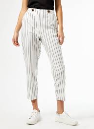 Dorothy Perkins White Pinstripe Ankle Grazer Trousers