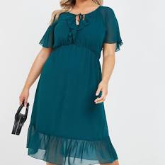 Quiz green chiffon frill dress.