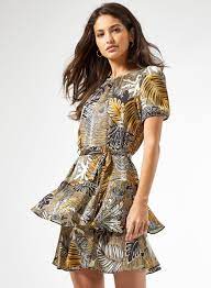 Dorothy Perkins Tropical Print Frill Dress