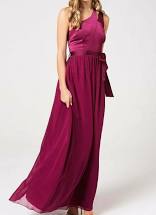 Little Mistress Mulberry Satin Maxi Dress