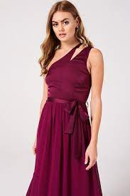 Little Mistress Mulberry Satin Maxi Dress