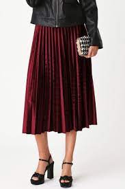Next Berry Velvet Pleated Skirt